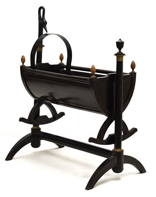 Lot 619 - 19th century ebonised and gilt metal mounted French Empire style rocking cradle