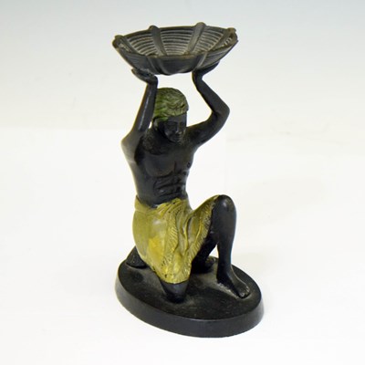 Lot 280 - Early 20th century bronzed figure of a kneeling Indian servant