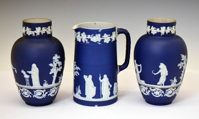 Lot 482 - Pair of Adams Tunstall dark blue jasper vases