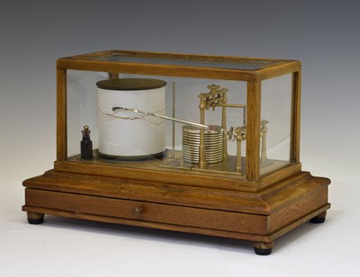 Lot 719 - Short & Mason - Early 20th century golden oak cased barograph, No. 15845