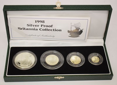 Lot 237 - Elizabeth II - Royal Mint - Silver Britannia four coin set, 1998