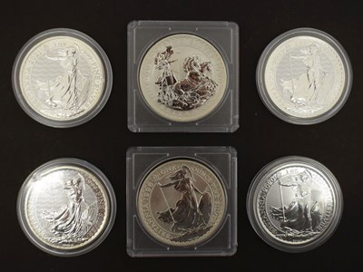 Lot 240 - Elizabeth II - Six one-ounce silver proof Britannia coins