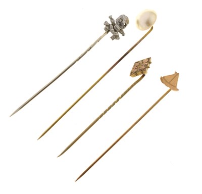 Lot 150 - 17th or 21st Lancers 'Death or Glory' stick pin, and three others