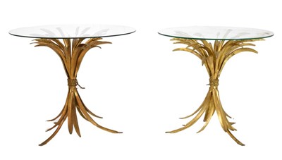 Lot 699 - Pair of glass top circular occasional tables