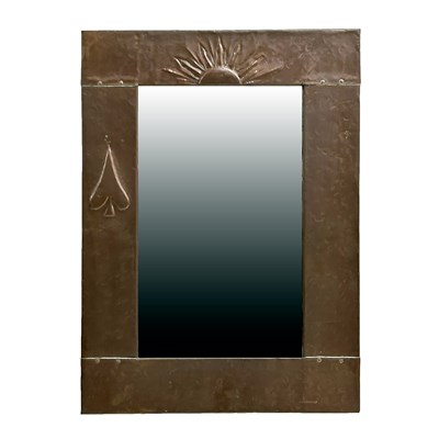 Lot 735 - Early 20th century Arts and Crafts hammered copper wall mirror