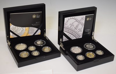 Lot 220 - Royal Mint - Elizabeth II - Two UK silver proof piedfort annual collection set, 2010 and 2011