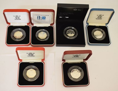 Lot 226 - Royal Mint - Elizabeth II - Six UK silver proof piedfort 50p coins