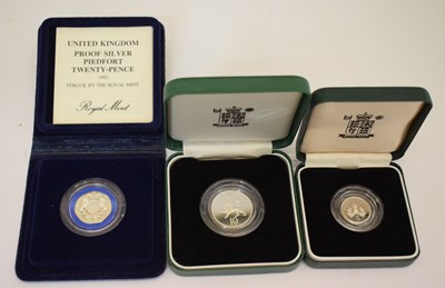Lot 231 - Royal Mint - Elizabeth II - Three UK silver proof piedfort coins