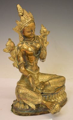Lot 433 - Himalayan brass alloy figure of Green Tara
