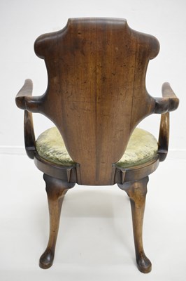 Lot 526 - Attributed to John Barrow for Gillows of Lancaster - George IV walnut open arm library chair