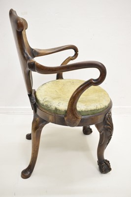 Lot 526 - Attributed to John Barrow for Gillows of Lancaster - George IV walnut open arm library chair