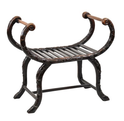 Lot 370 - 19th Century Chinese carved hardwood stool or window seat