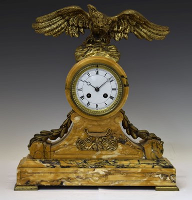 Lot 473 - 19th century French sienna marble and gilt metal mantel clock