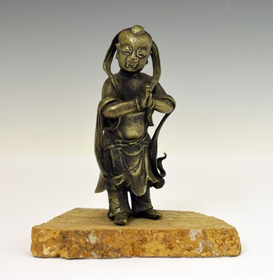 Lot 226 - Chinese Qing dynasty bronze figure of Shancai Tongzi (Sudhana)