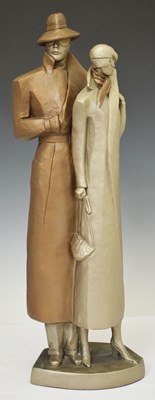 Lot 272 - David Fisher for Austin Proding - Art Deco style figure group 'Dressed to Kill'
