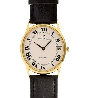 Lot 66 - Jaeger-LeCoultre - Oval Ultra Thin yellow metal cased wristwatch, ref. 5002 21