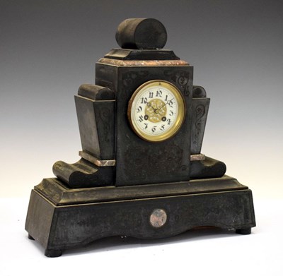 Lot 404 - Late 19th Century French black slate and marble mantel clock