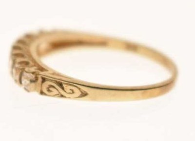 Lot 20 - 9ct gold half eternity ring set seven cubic zirconias and an opal 9ct gold ring (a/f)