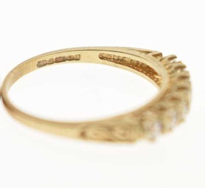 Lot 20 - 9ct gold half eternity ring set seven cubic zirconias and an opal 9ct gold ring (a/f)