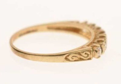 Lot 20 - 9ct gold half eternity ring set seven cubic zirconias and an opal 9ct gold ring (a/f)