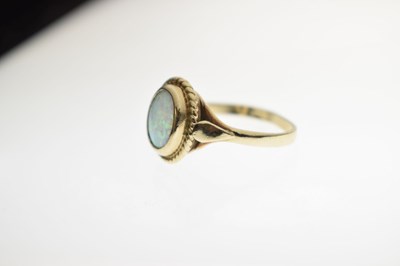 Lot 20 - 9ct gold half eternity ring set seven cubic zirconias and an opal 9ct gold ring (a/f)
