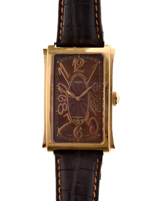 Lot 134 - Cuervo y Sobrinos - Prominente 18ct gold cased wristwatch, ref. A 1012