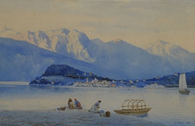 Lot 564 - Italian School, late 19th century - Watercolour - Italian Lake Scene