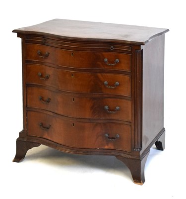 Lot 495 - Old reproduction mahogany serpentine front chest of drawers