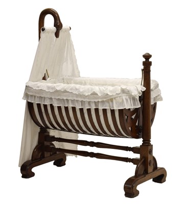 Lot 776 - Mid 19th century Continental fruitwood rocking cradle