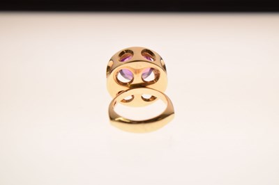 Lot 24 - Synthetic sapphire 14ct gold cocktail ring