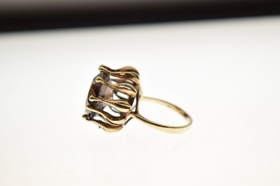 Lot 48 - Modernist 9ct gold dress ring set a large brown stone