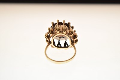 Lot 48 - Modernist 9ct gold dress ring set a large brown stone