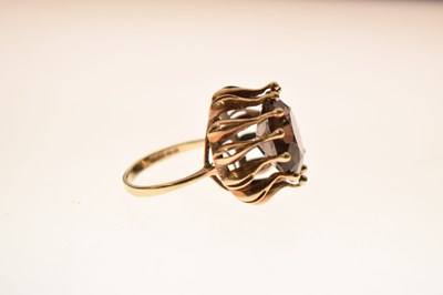 Lot 48 - Modernist 9ct gold dress ring set a large brown stone