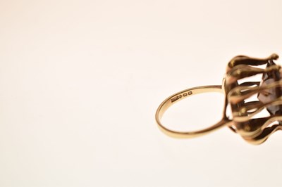 Lot 48 - Modernist 9ct gold dress ring set a large brown stone