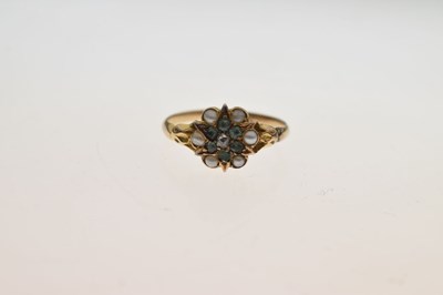 Lot 12 - Early 19th century pearl, diamond and paste yellow metal ring
