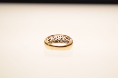 Lot 12 - White, red, yellow and blue diamond 9ct gold boat head ring