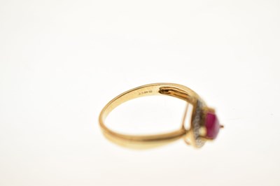 Lot 28 - Ruby and diamond 9ct gold ring