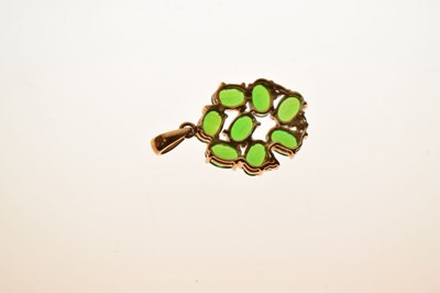 Lot 81 - Russian Diopside and diamond 9ct gold pendant, and similar ear studs