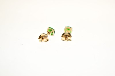 Lot 81 - Russian Diopside and diamond 9ct gold pendant, and similar ear studs
