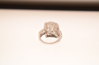 Lot 7 - Diamond multi stone cushion cluster 9ct white gold ring
