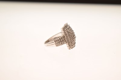 Lot 7 - Diamond multi stone cushion cluster 9ct white gold ring