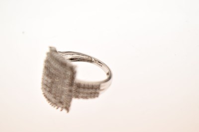 Lot 7 - Diamond multi stone cushion cluster 9ct white gold ring