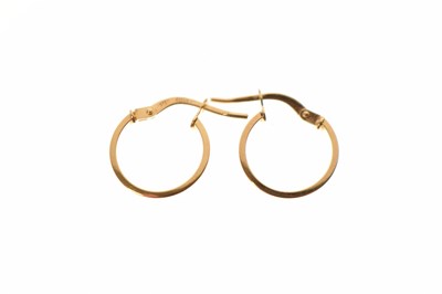 Lot 84 - Square multi stone 9ct gold pendant and pair of small 9ct gold hoop earrings