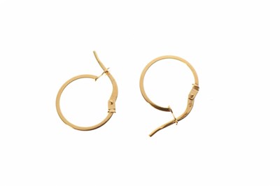 Lot 84 - Square multi stone 9ct gold pendant and pair of small 9ct gold hoop earrings