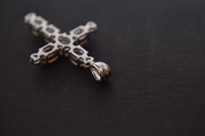 Lot 87 - Opal and 9ct white gold cross pendant