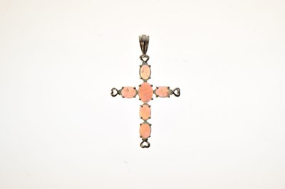 Lot 87 - Opal and 9ct white gold cross pendant