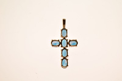Lot 89 - 'London' blue topaz 9ct gold cross pendant
