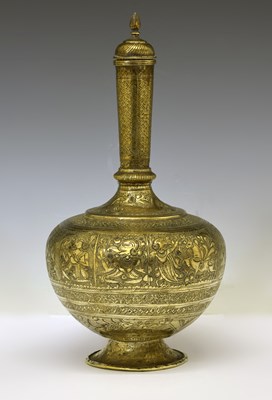 Lot 577 - Indian silvered brass Surahi bottle vase