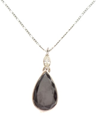 Lot 59 - Black diamond and diamond pendant