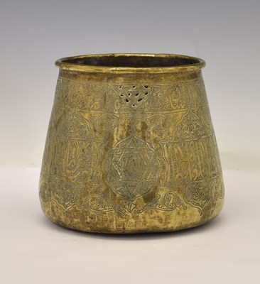 Lot 507 - 19th century Middle Eastern Mamluk revival brass jardinière or pot